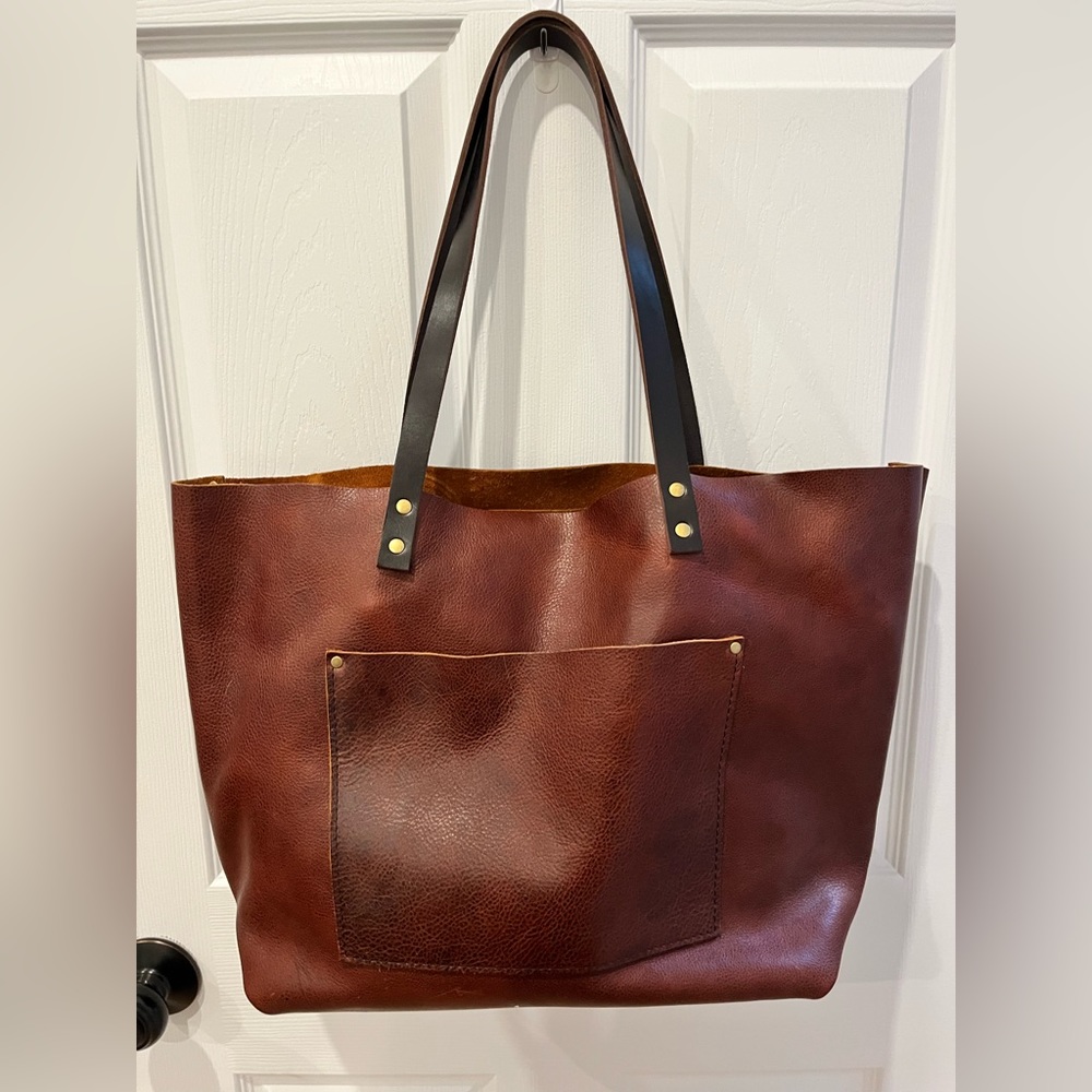 Portland Leather Oversized Brown Classic Leather Tote Bag Nutmeg
